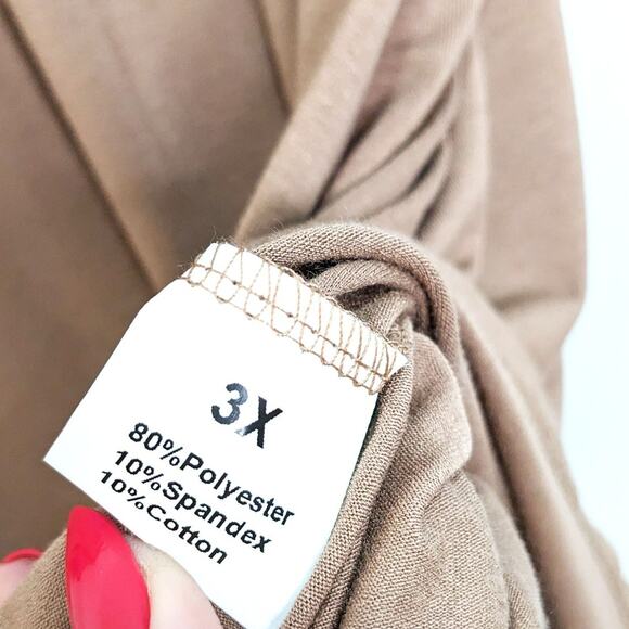 2 New Allegrace Womens 3X Shirts Tops Plus Size Short Sleeve Tan Yellow - Picture 5 of 11